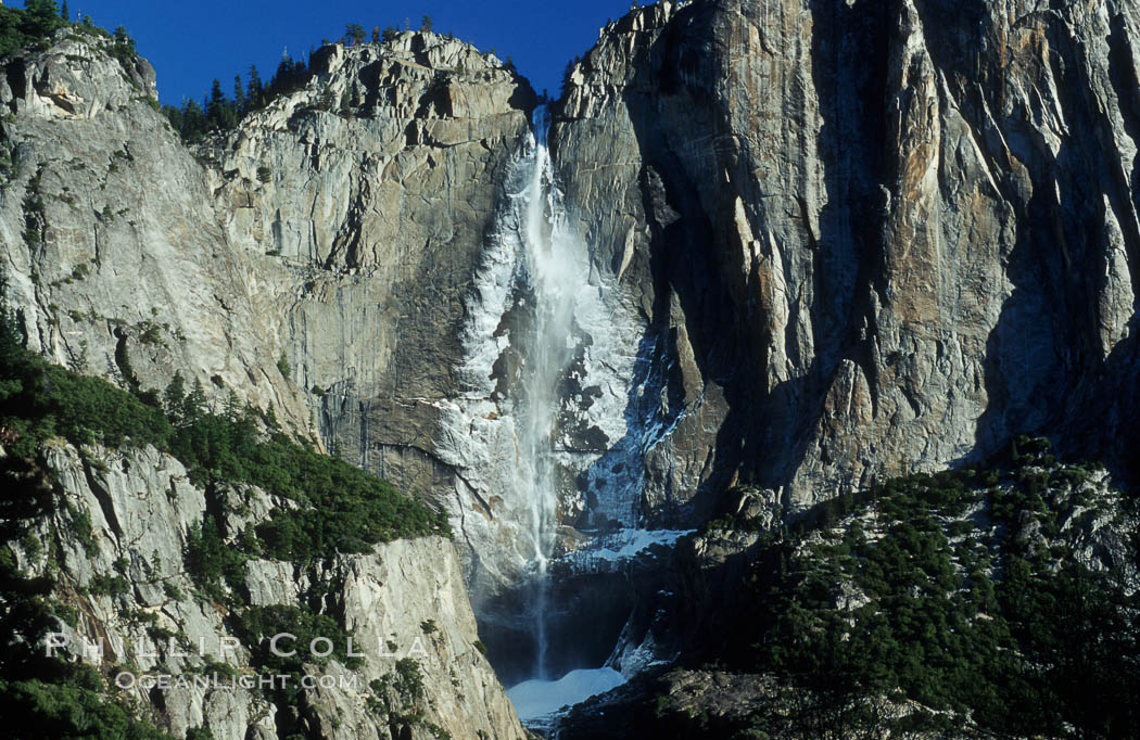 Yosemite Falls, winter, Yosemite Valley. Yosemite National Park, California, USA, natural history stock photograph, photo id 07029