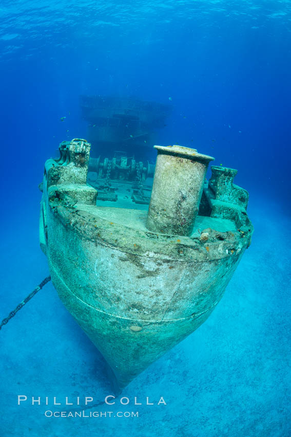 USS Kittiwake wreck, sunk off Seven Mile Beach on Grand Cayman Island to form an underwater marine park and dive attraction., natural history stock photograph, photo id 32144