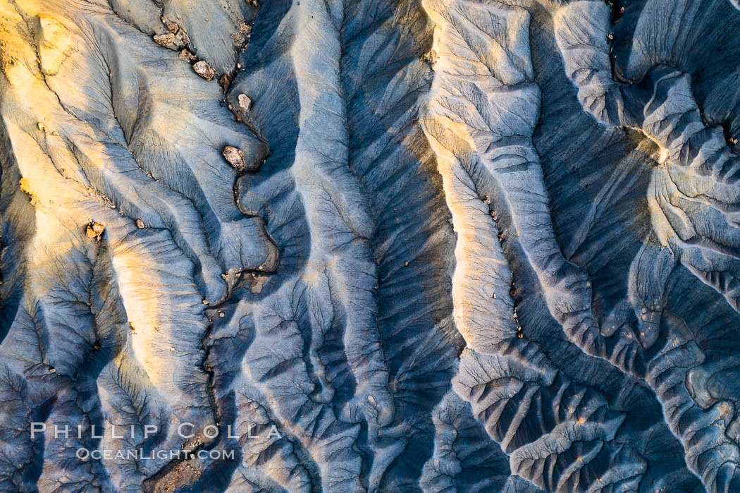 Erosion patterns in the Utah Badlands, aerial abstract photo. Hanksville, USA, natural history stock photograph, photo id 38018