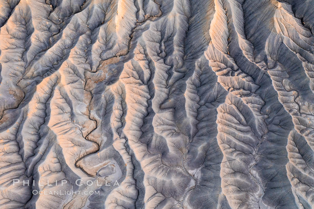 Erosion patterns in the Utah Badlands, aerial abstract photo. Hanksville, USA, natural history stock photograph, photo id 38170