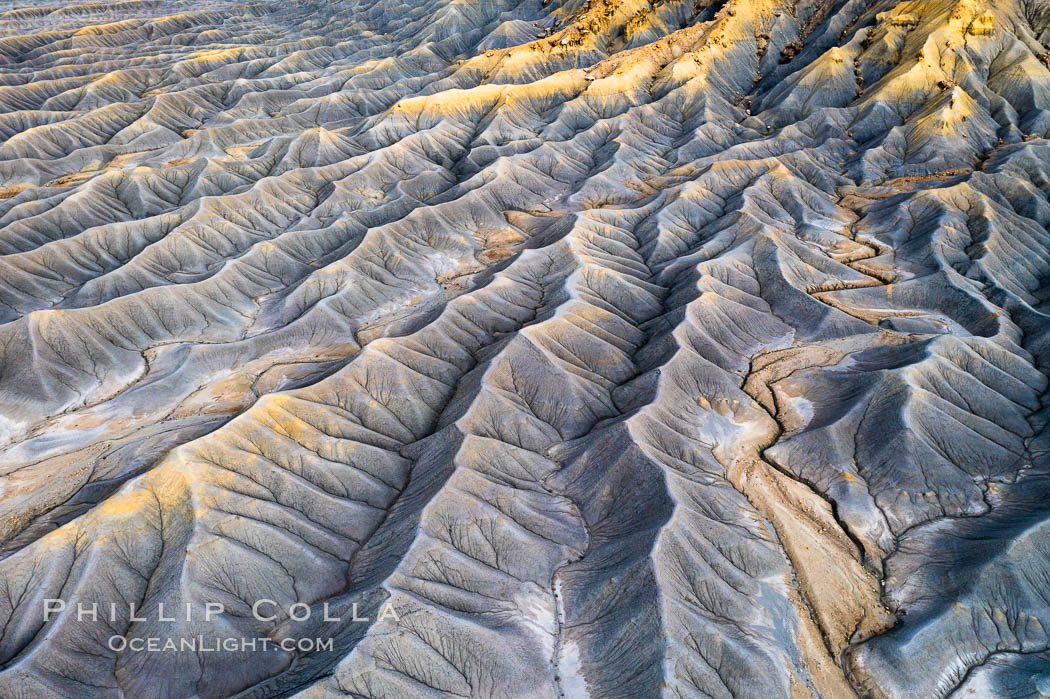 Erosion patterns in the Utah Badlands, aerial abstract photo. Hanksville, USA, natural history stock photograph, photo id 37948