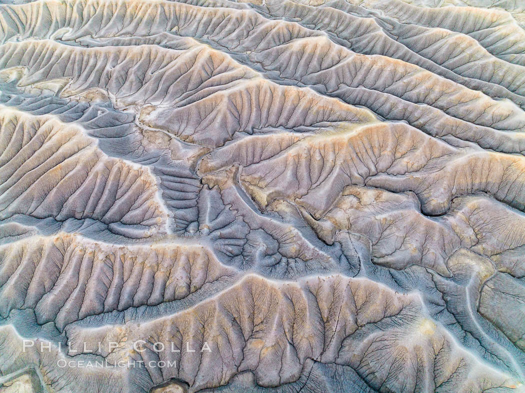 Erosion patterns in the Utah Badlands, aerial abstract photo. Hanksville, USA, natural history stock photograph, photo id 38032