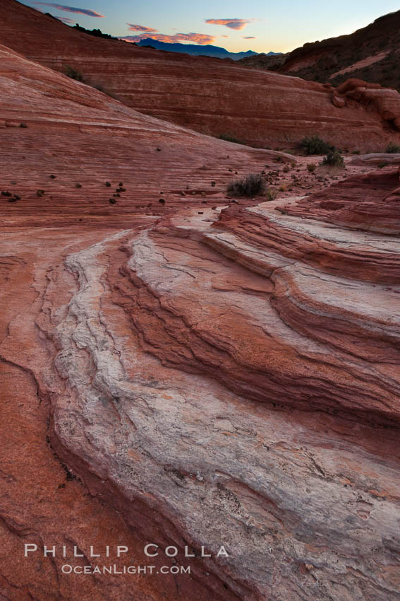 Striated sandstone formations, layers showing eons of geologic history. Valley of Fire State Park, Nevada, USA, natural history stock photograph, photo id 26516