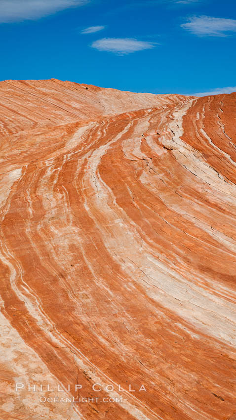 Striated sandstone formations, layers showing eons of geologic history. Valley of Fire State Park, Nevada, USA, natural history stock photograph, photo id 26479