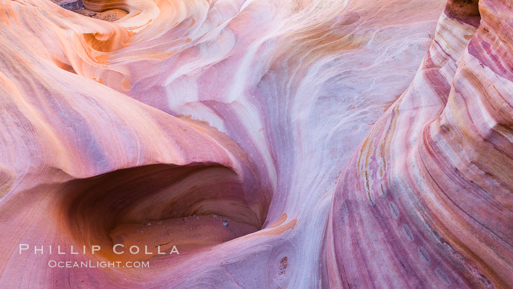 Striated sandstone formations, layers showing eons of geologic history. Valley of Fire State Park, Nevada, USA, natural history stock photograph, photo id 26507