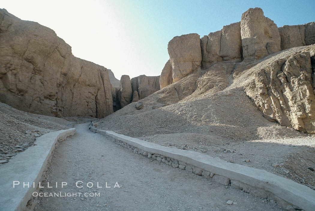 Valley of the Kings, roadway leading from Nile River to a complex of ancient tombs. Luxor, Egypt, natural history stock photograph, photo id 18501