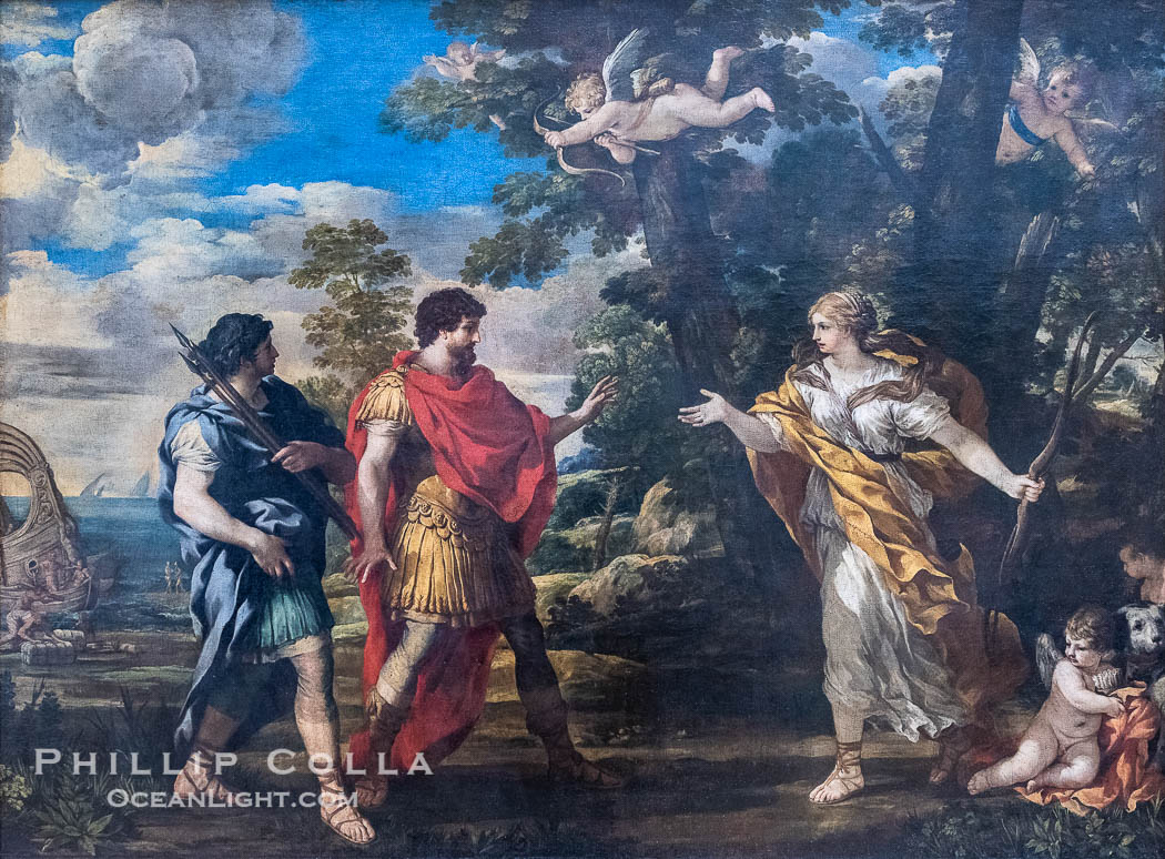 Venus as Huntress Appears to Aeneas, Cortona, Musee du Louvre., natural history stock photograph, photo id 35708