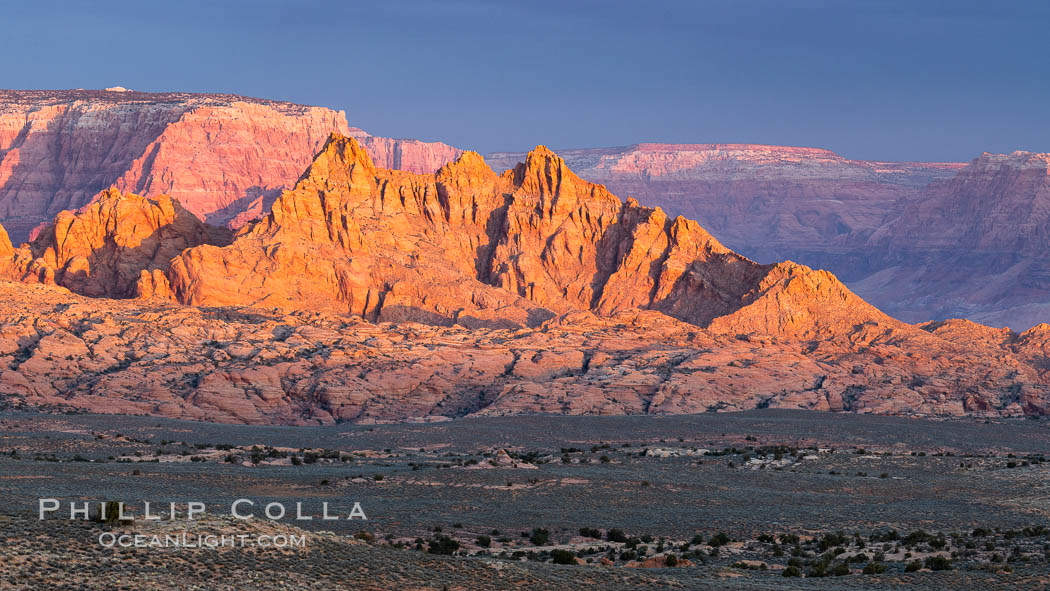 Vermillion Cliffs at Sunrise, Page, Arizona. USA, natural history stock photograph, photo id 36027