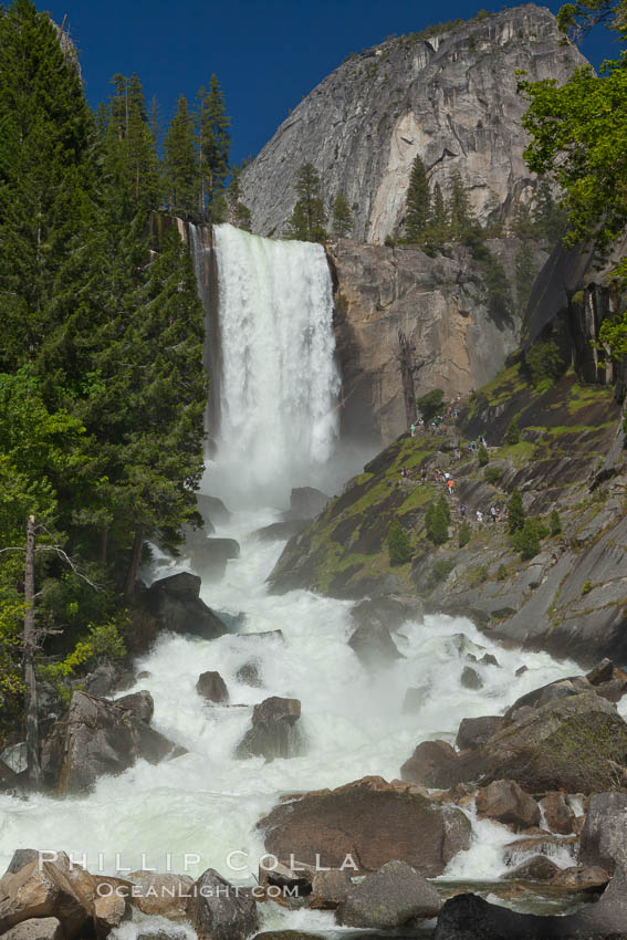 Vernal Falls and Merced River in spring, heavy flow due to snow melt in the high country above Yosemite Valley. Yosemite National Park, California, USA, natural history stock photograph, photo id 26879