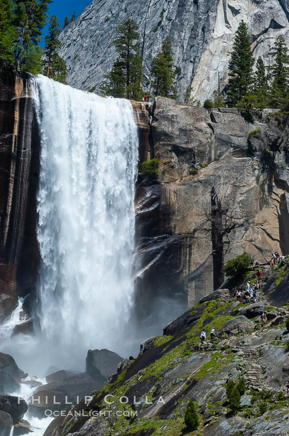 Vernal Falls and Merced River in spring, heavy flow due to snow melt in the high country above Yosemite Valley. Yosemite National Park, California, USA, natural history stock photograph, photo id 09194