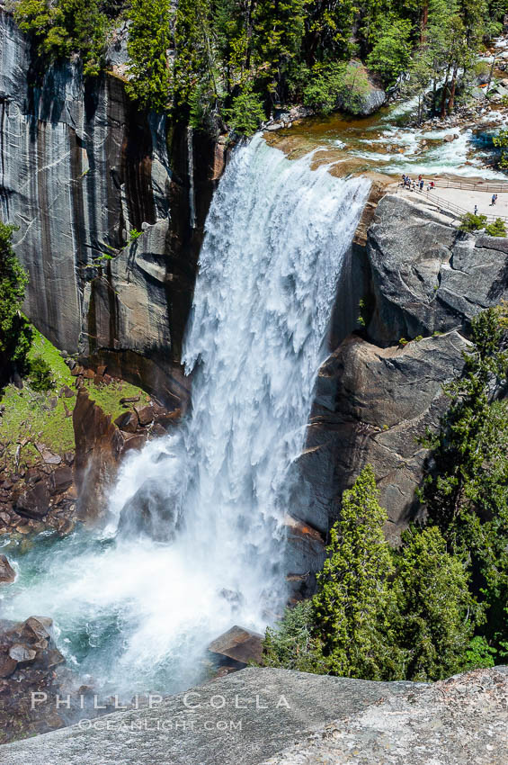 Vernal Falls and Merced River in spring, heavy flow due to snow melt in the high country above Yosemite Valley. Yosemite National Park, California, USA, natural history stock photograph, photo id 09198