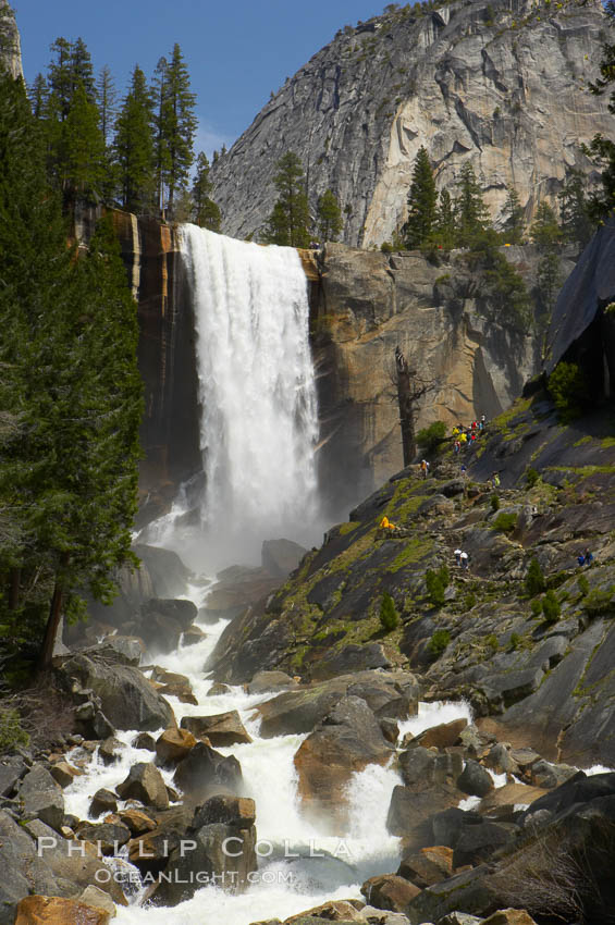 Vernal Falls at peak flow in late spring, viewed from the Mist Trail. Yosemite National Park, California, USA, natural history stock photograph, photo id 12638