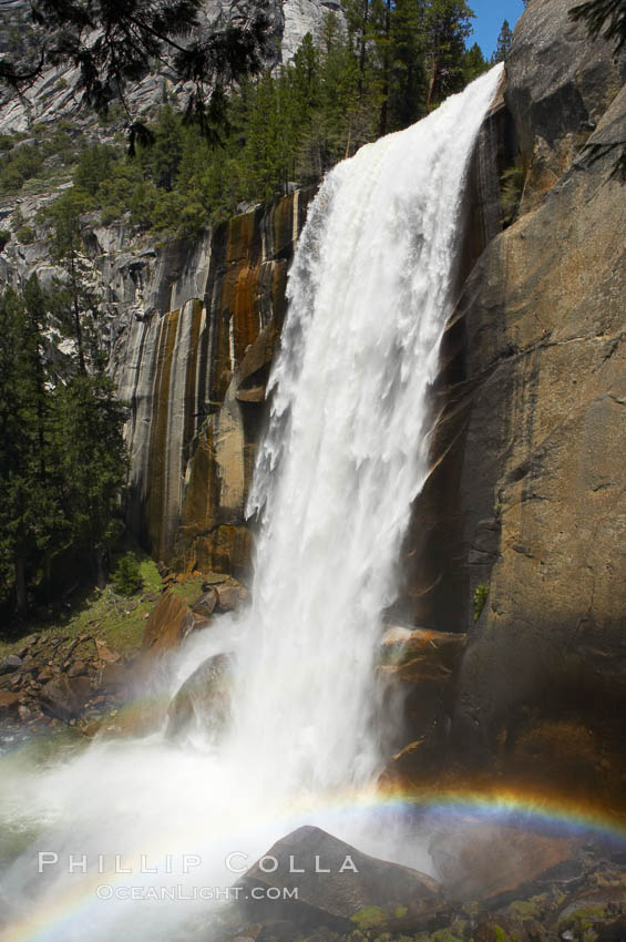 Vernal Falls at peak flow in late spring, viewed from the Mist Trail. Yosemite National Park, California, USA, natural history stock photograph, photo id 12642
