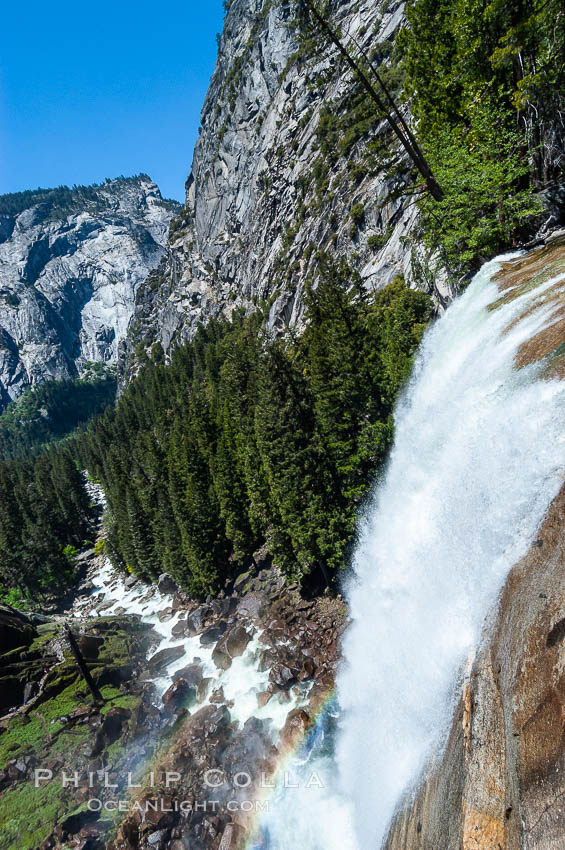 Vernal Falls and Merced River in spring, heavy flow due to snow melt in the high country above Yosemite Valley. Yosemite National Park, California, USA, natural history stock photograph, photo id 09196