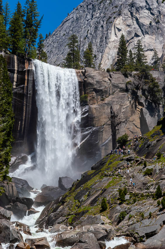 Vernal Falls and Merced River in spring, heavy flow due to snow melt in the high country above Yosemite Valley. Yosemite National Park, California, USA, natural history stock photograph, photo id 09193