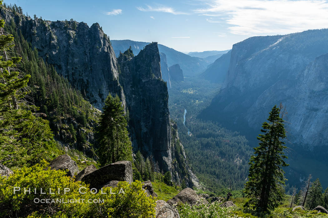 View of Yosemite Valley toward the west from the Four Mile Trail, Yosemite National Park. California, USA, natural history stock photograph, photo id 36388