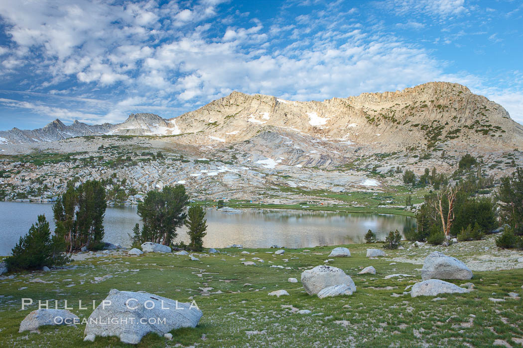 Vogelsang Lake, and Vogelsang Peak (11516') at sunrise in Yosemite's High Sierra., natural history stock photograph, photo id 23250