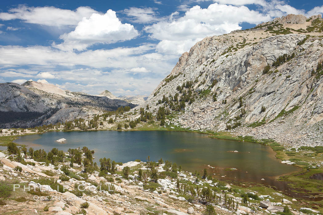 Spectacular Vogelsang Lake in Yosemite's High Sierra, with Fletcher Peak (10319') to the right and Choo-choo ridge in the distance, near Vogelsang High Sierra Camp. Yosemite National Park, California, USA, natural history stock photograph, photo id 23253