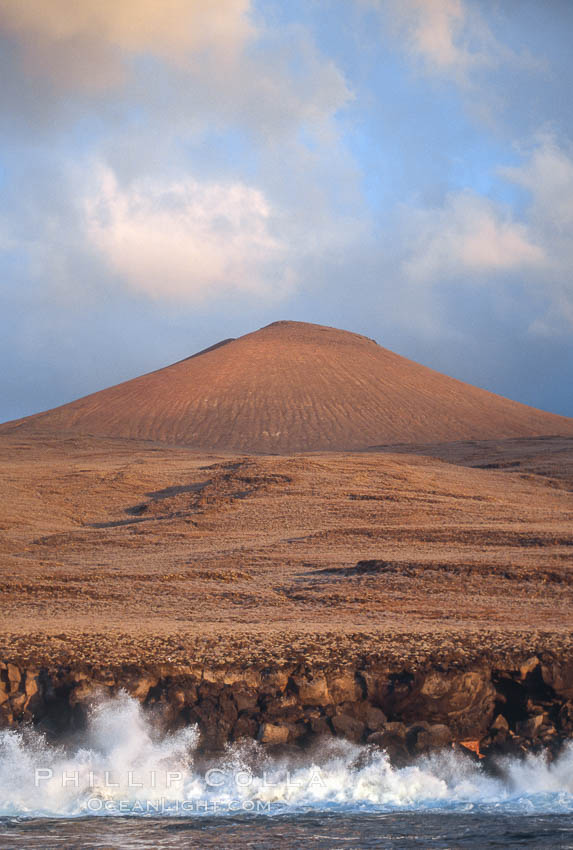 Cinder cone, volcanic terrain and shoreline. Guadalupe Island (Isla Guadalupe), Baja California, Mexico, natural history stock photograph, photo id 03694