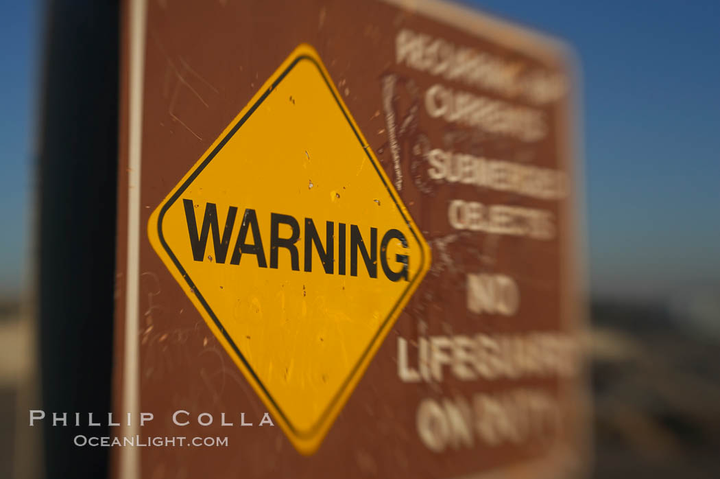 Warning, no lifeguard on duty. Ponto, Carlsbad, California, USA, natural history stock photograph, photo id 14467