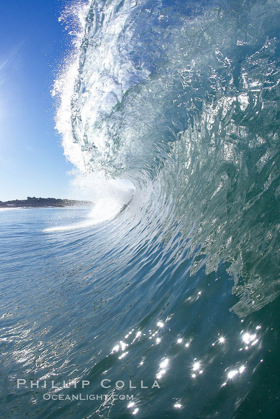 Wave breaking in early morning sunlight. Ponto, Carlsbad, California, USA, natural history stock photograph, photo id 21780