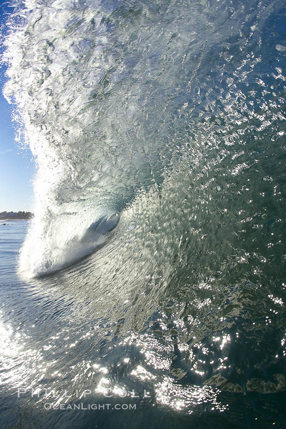 Wave breaking in early morning sunlight. Ponto, Carlsbad, California, USA, natural history stock photograph, photo id 21781