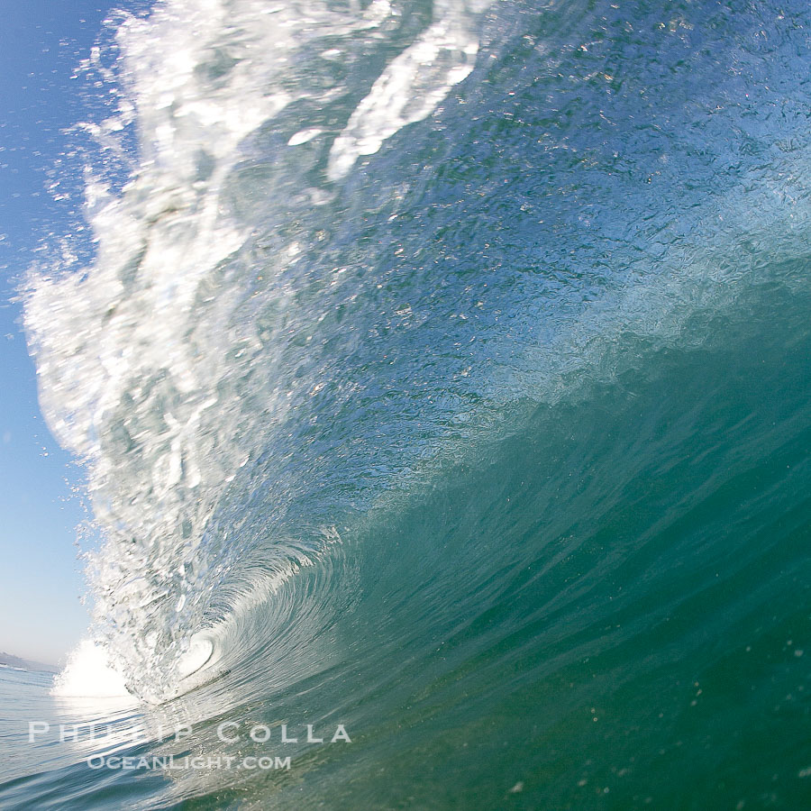 Cresting wave, morning light, glassy water, surf., natural history stock photograph, photo id 20830