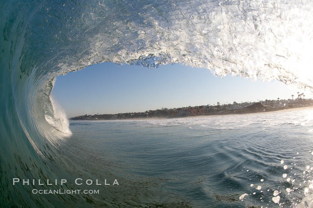 Dawn patrol morning surf, hollow wave. Cardiff by the Sea, California, USA, natural history stock photograph, photo id 20800