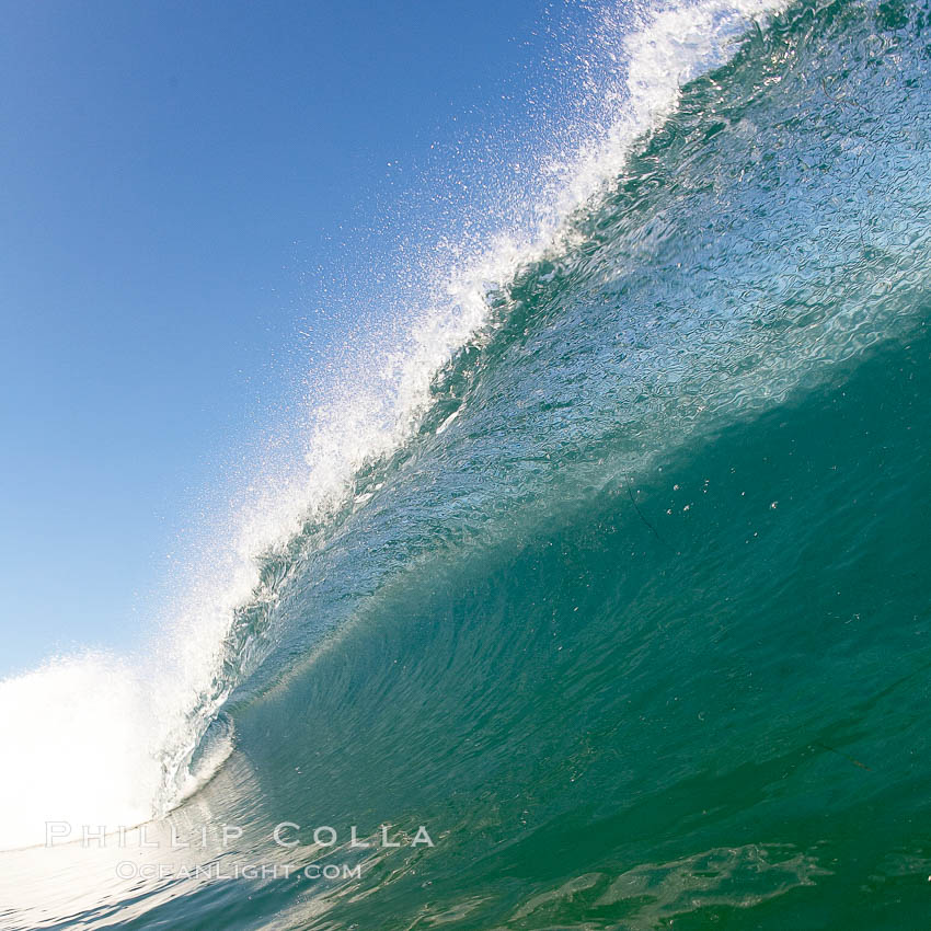 Cresting wave, morning light, glassy water, surf., natural history stock photograph, photo id 20816