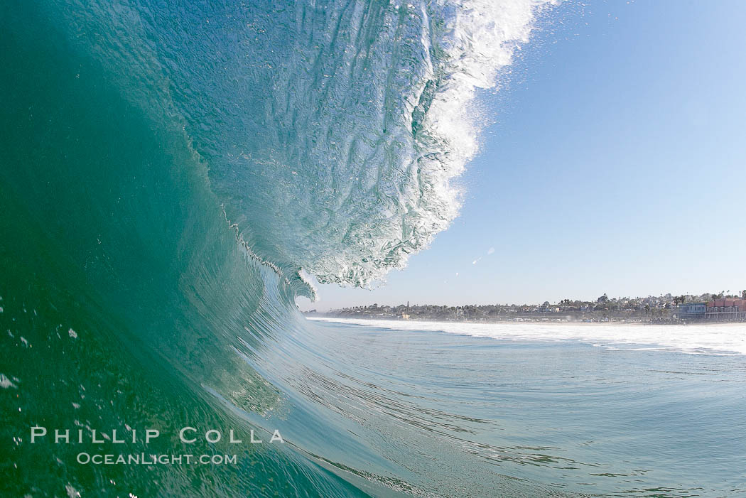 Dawn patrol morning surf, hollow wave. Cardiff by the Sea, California, USA, natural history stock photograph, photo id 20799