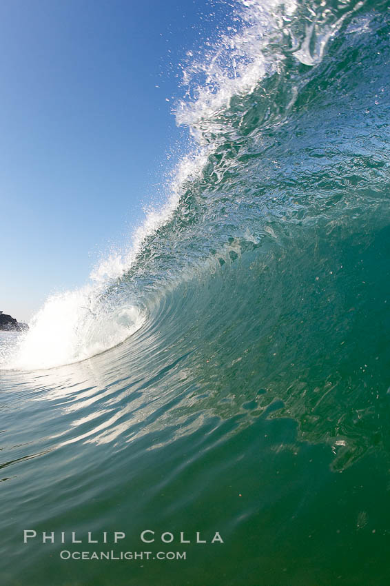 Cresting wave, morning light, glassy water, surf., natural history stock photograph, photo id 20827
