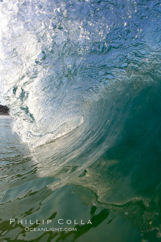 Cresting wave, morning light, glassy water, surf., natural history stock photograph, photo id 20831