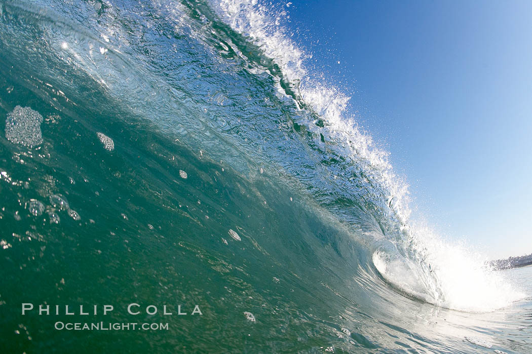 Cresting wave, morning light, glassy water, surf. Cardiff by the Sea, California, USA, natural history stock photograph, photo id 20817