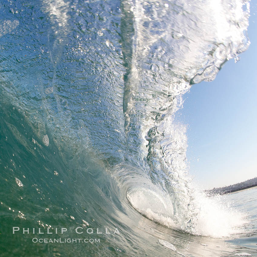 Cresting wave, morning light, glassy water, surf., natural history stock photograph, photo id 20821