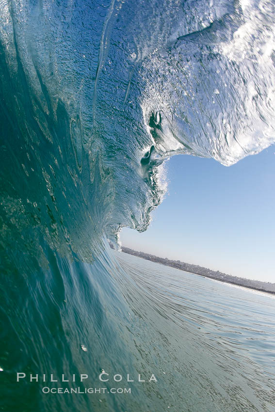 Cresting wave, morning light, glassy water, surf., natural history stock photograph, photo id 20825