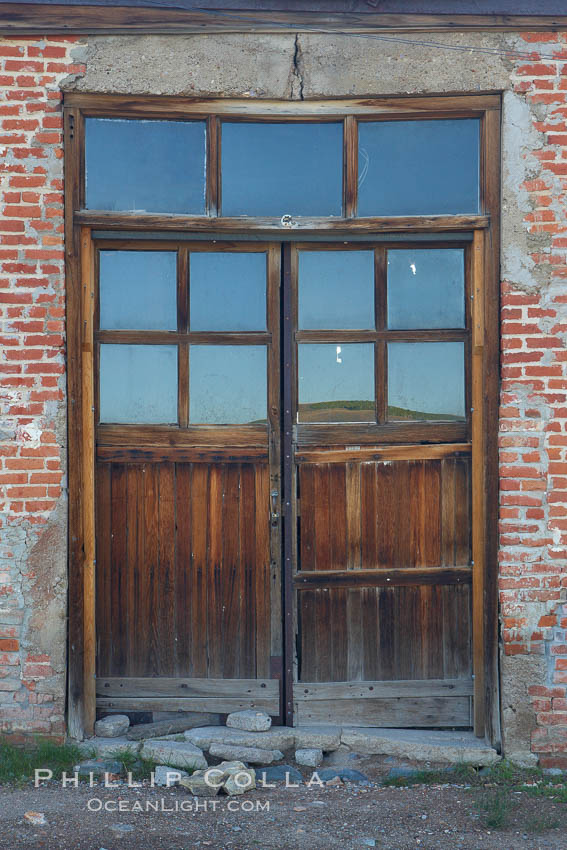 Weathered old door and windows, Hydro Building on Green Street. Bodie State Historical Park, California, USA, natural history stock photograph, photo id 23119