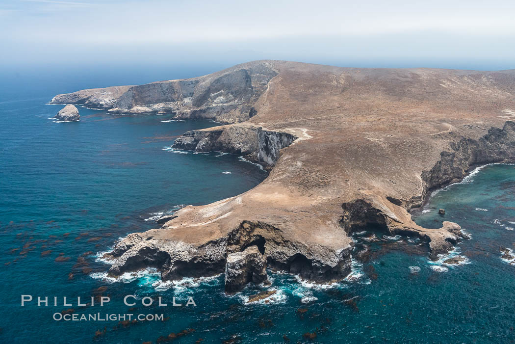 Webster Point, Santa Barbara Island, aerial photograph. California, USA, natural history stock photograph, photo id 29365