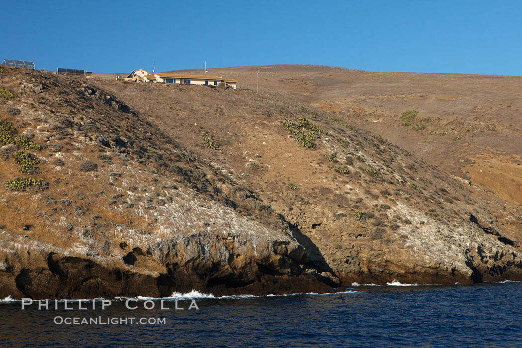 Western landing and National Park buildings on Santa Barbara Island, part of the Channel Islands National Marine Sanctuary.  Santa Barbara Island lies 38 miles offshore of the coast of California, near Los Angeles and San Pedro. USA, natural history stock photograph, photo id 23563