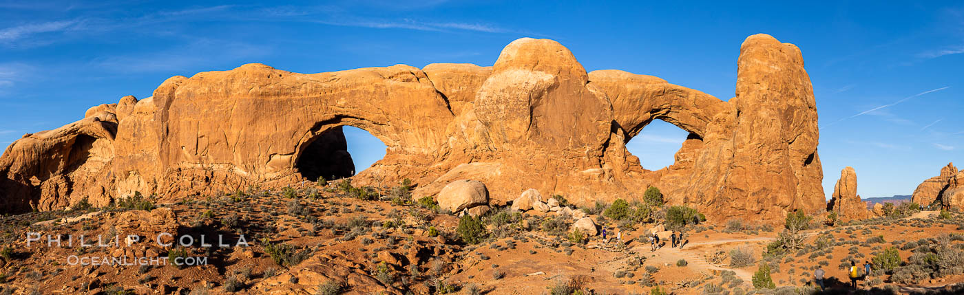 The Windows at sunset, Arches National Park. North Window, Utah, USA, natural history stock photograph, photo id 37868