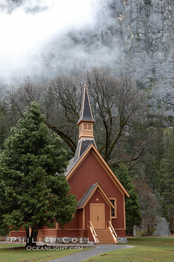 Yosemite Chapel, Yosemite's oldest structure. Yosemite National Park, California, USA, natural history stock photograph, photo id 22782