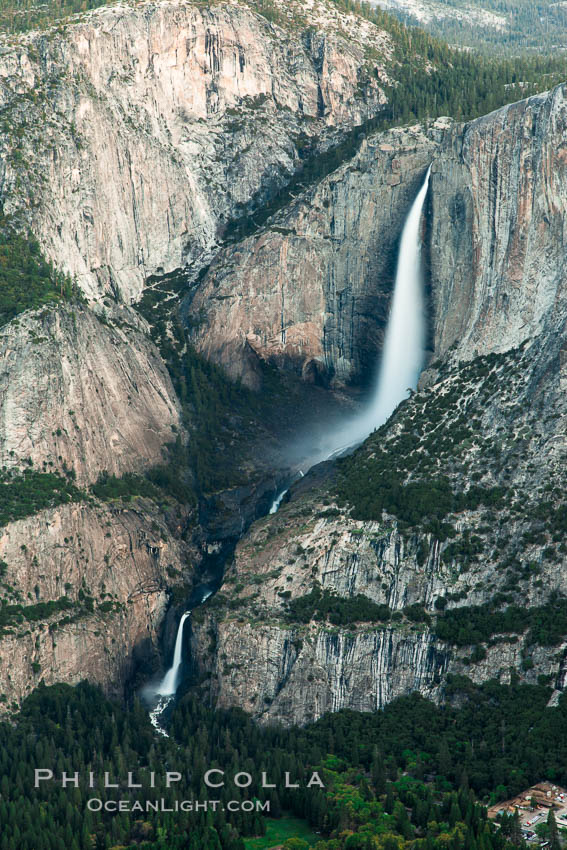 Yosemite Falls viewed from Glacier Point, spring. Yosemite National Park, California, USA, natural history stock photograph, photo id 27740