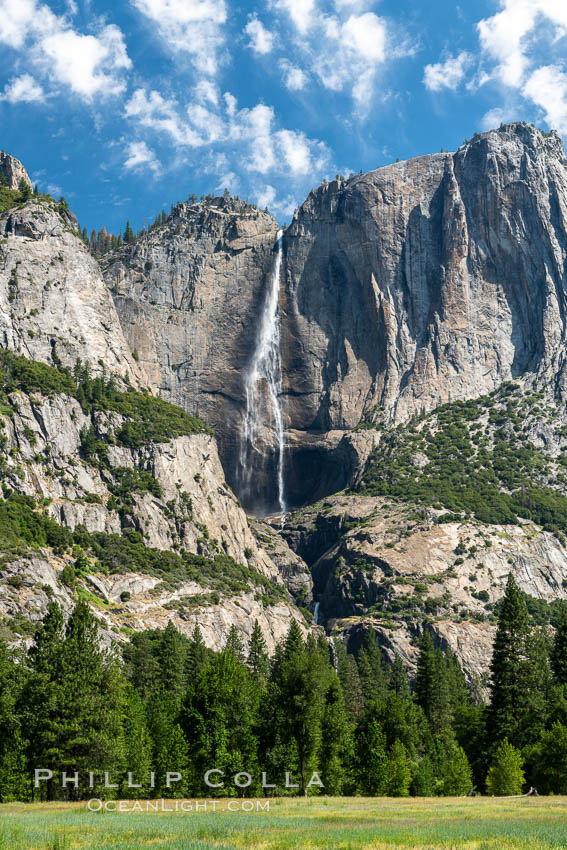 Yosemite Falls over Cook's Meadow, Yosemite National Park. California, USA, natural history stock photograph, photo id 36359