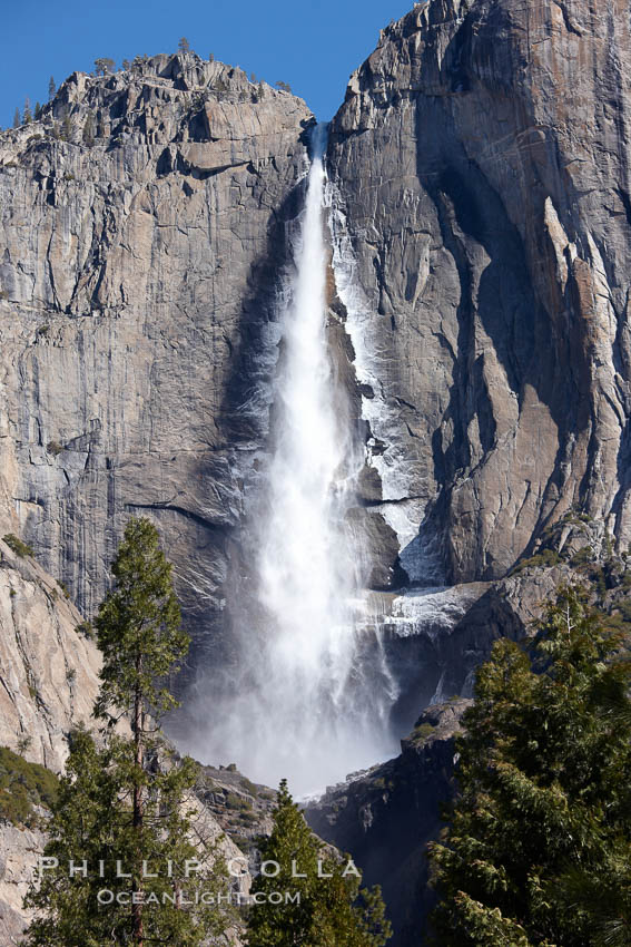 Yosemite Falls viewed from Yosemite Lodge. Yosemite National Park, California, USA, natural history stock photograph, photo id 22755