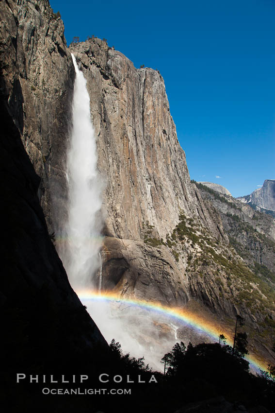 Yosemite Falls and rainbow, viewed from the Yosemite Falls trail, spring. Yosemite National Park, California, USA, natural history stock photograph, photo id 27746
