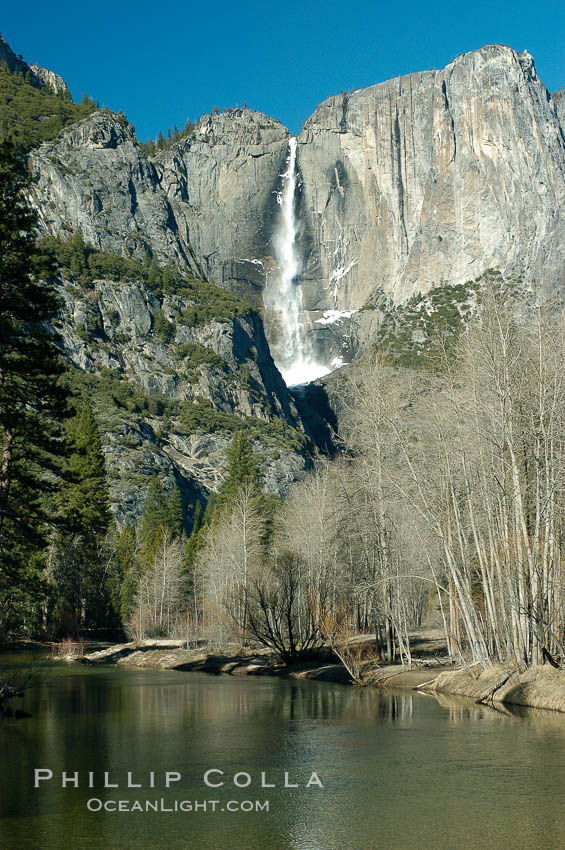 Yosemite Falls, winter, Yosemite Valley. Yosemite National Park, California, USA, natural history stock photograph, photo id 06993