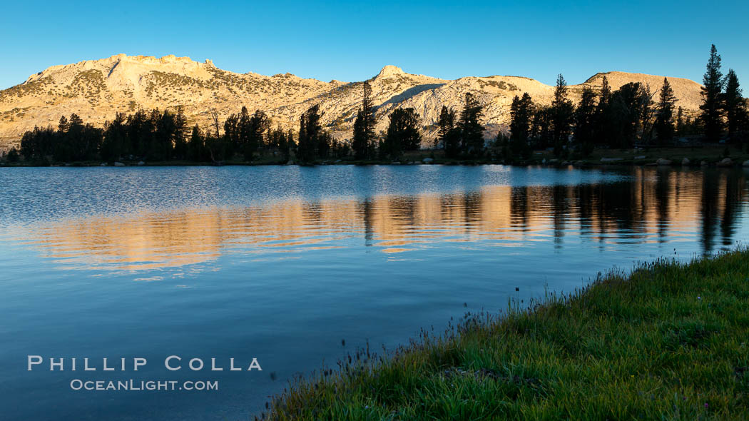 Choo-choo Ridge (11357') is reflected in Townsley Lake (10,353') at sunrise. Yosemite National Park, California, USA, natural history stock photograph, photo id 25767